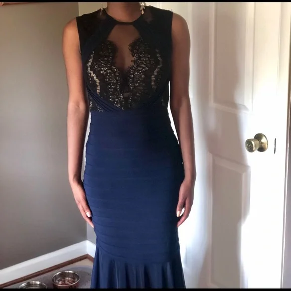 blue dress for baby girl Xscape Evenings 